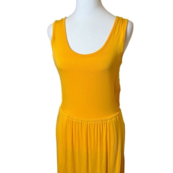 J Jason Wu Solid Knit Ruffle Midi Dress Golden Yellow XS Stretch Autumn Tiered - Picture 3 of 12